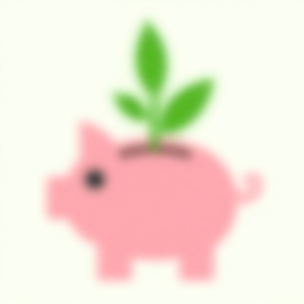 Una alcancía creciendo como una planta, representando una cuenta de ahorros.