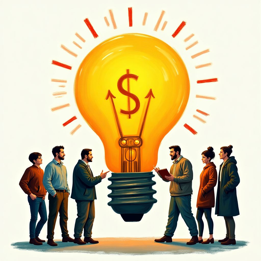 Ilustración de personas diversas estudiando gráficos financieros con una lupa gigante.